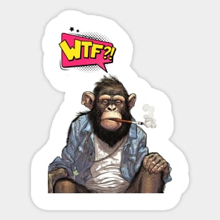 Stoned Monkey WTF Monkey Thoughts Sticker